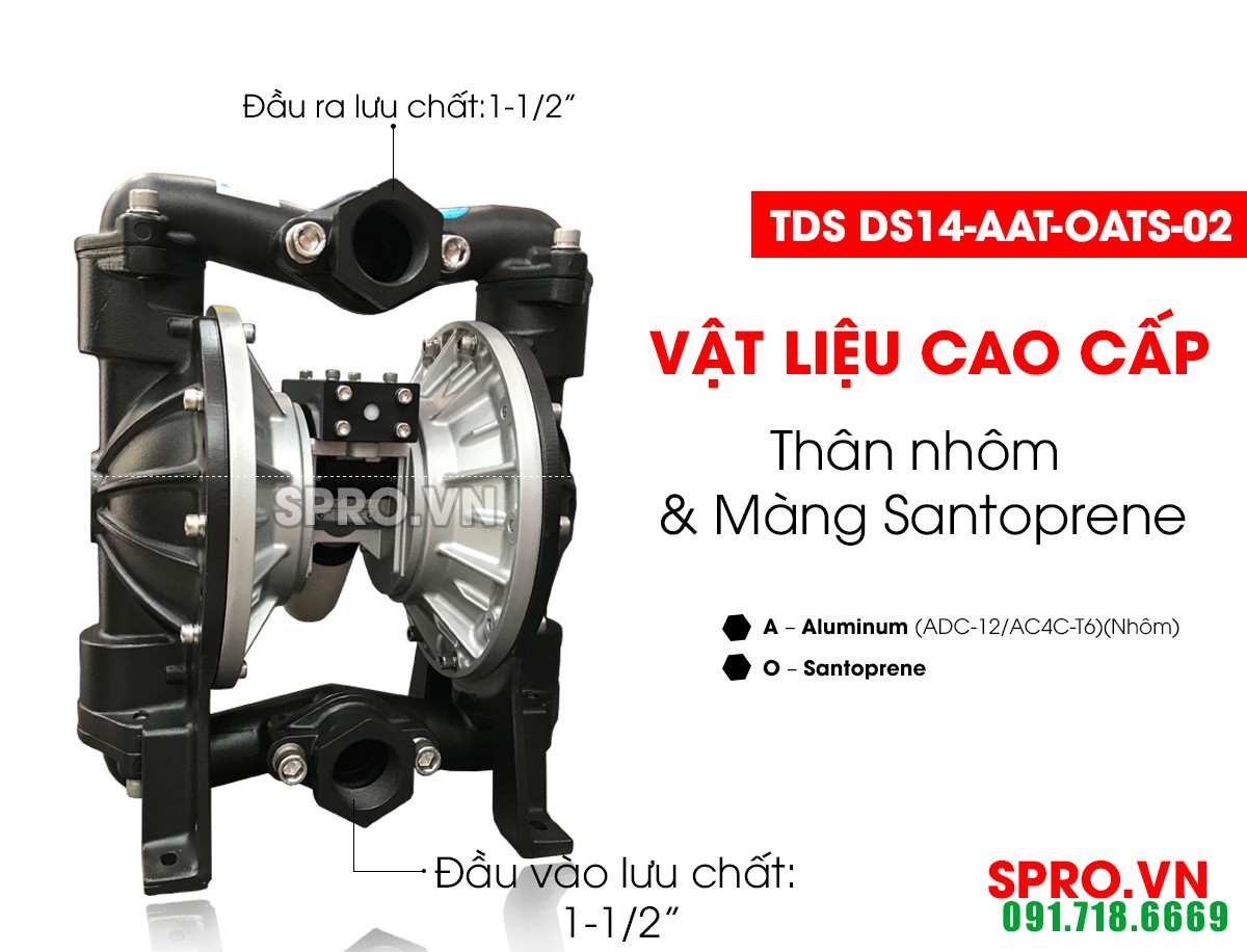 Máy bơm màng khí nén Đài Loan TDS DS14-AAT-OATS-02