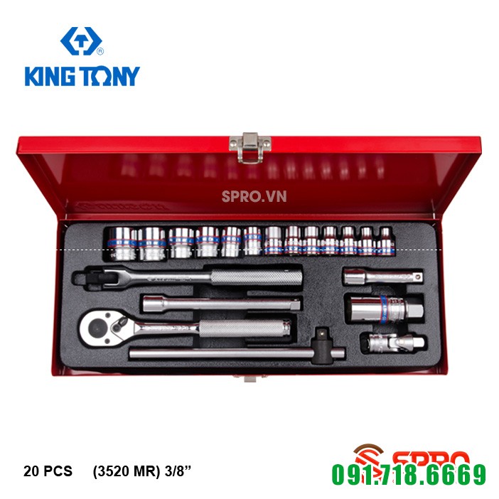 Bộ khẩu tuýp lục giác 20 chi tiết kingtony 3520MR- 3/8