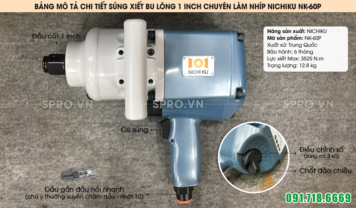 súng bắn ốc xe tải 1 inch nichiku nk60p