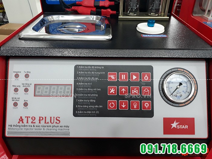 Màn hình điều khiển Máy kiểm tra và súc rửa kim phun xe máy AT2 Plus