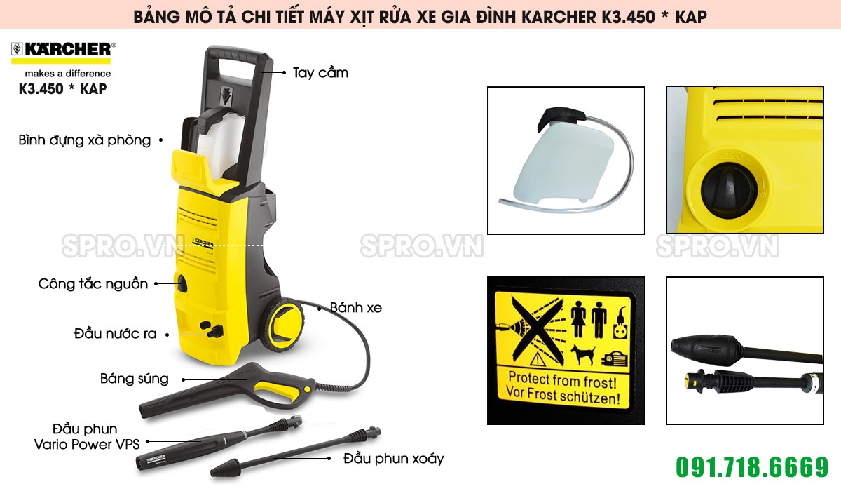 Máy xịt rửa xe gia đình KARCHER K3.450 * KAP