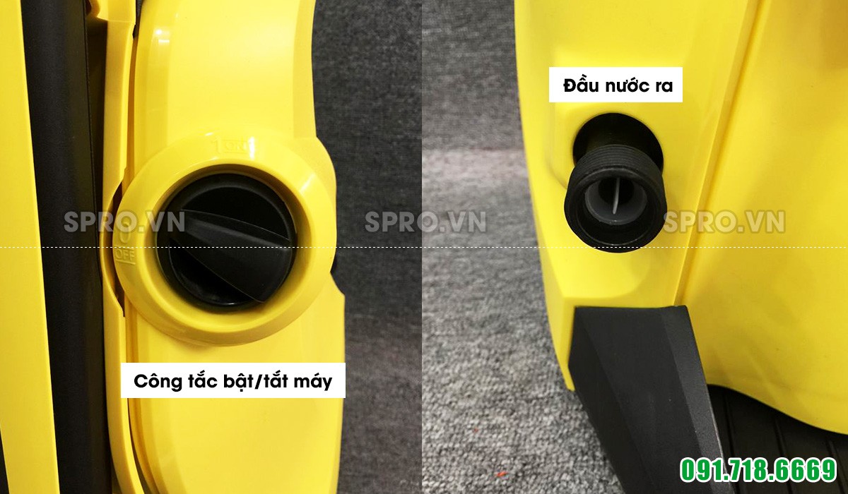 Công tắc nguồn và đầu nước ra của Karcher K4 Full Control