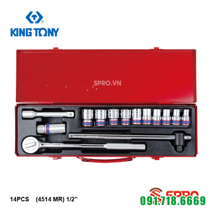 khẩu tuýp lục giác 14 chi tiết kingtony 4514MR - 1/2