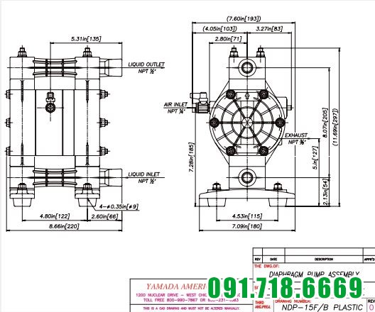 bản vẻ máy bơm màng khí nén