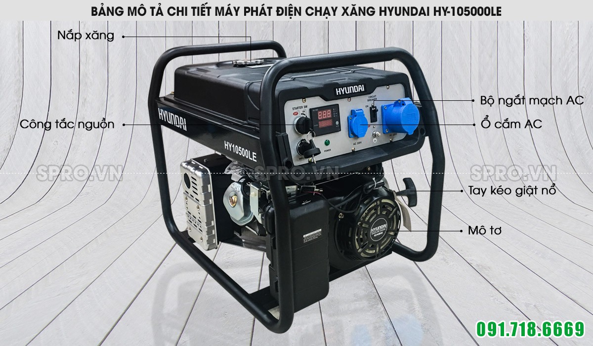 Cấu tạo máy phát điện chạy xăng Hyundai HY10500LE