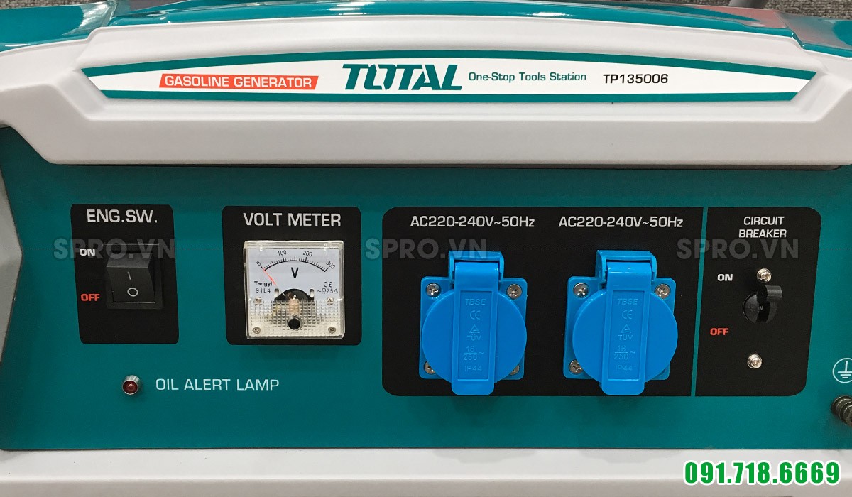 Thông số kỹ thuật máy phát điện chạy xăng total tp135006